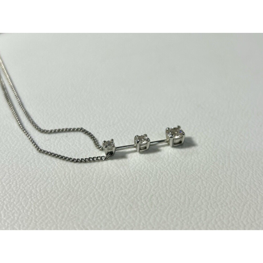 MONET 3 Stone Pendant Necklace Silver Tone Costume Jewelry